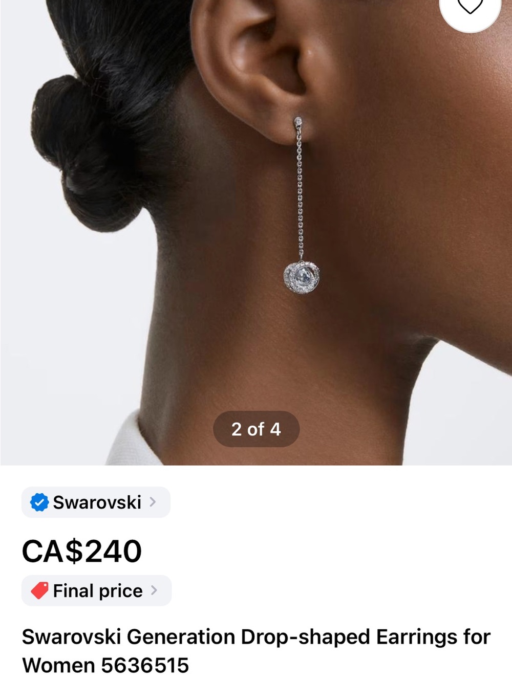Swarovski crystal drop earring